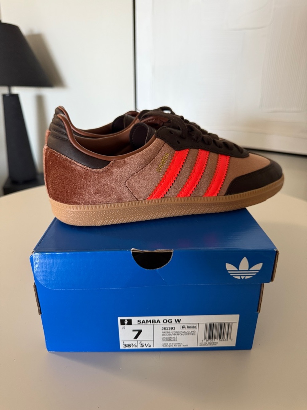 adidas Samba Sneakers Brown with Coral Stripes - never worn! - Picture 9 of 10